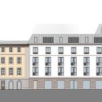 Ansicht von Westen - Poststraße - Jahngasse (vertikal zur Fassade Jahngasse)